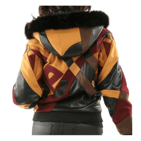 Pelle Pelle Women Abstract Fur Hood Jacket | Wool & Leather view 2