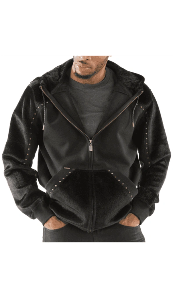 Pelle Pelle Men Black Ornate Wool Jacket | Hood Jacket