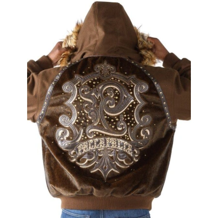 Pelle Pelle Brown Crest Fur Hood Jacket | Wool Jacket view 2