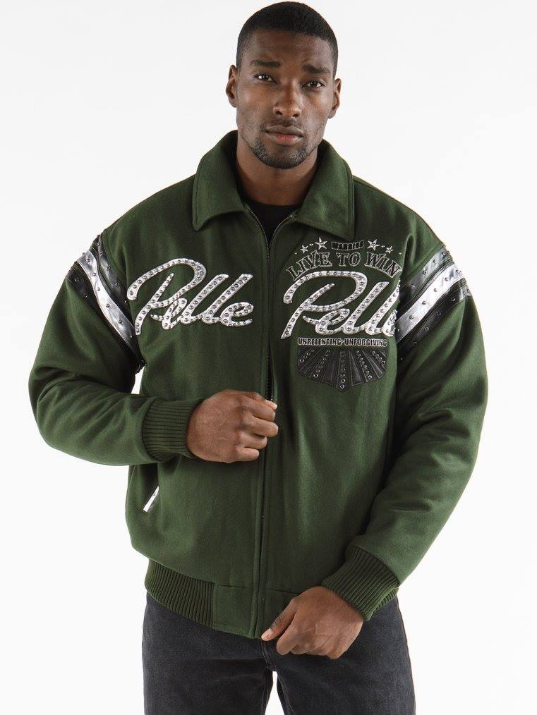 Pelle Pelle Men Green Live To Win Jacket | Wool Jacket