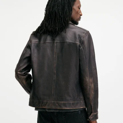 Allsaints Aklan Zip Up Leather Jacket