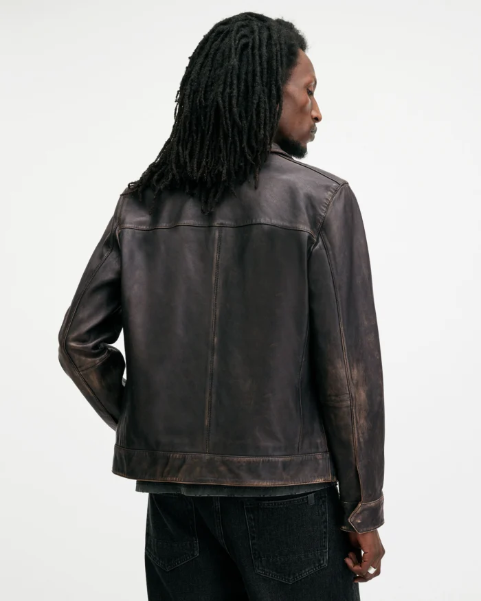 Allsaints Aklan Zip Up Leather Jacket