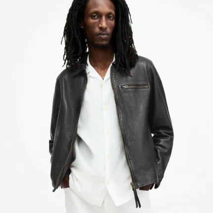 Allsaints Miller Zip Up Leather Jacket