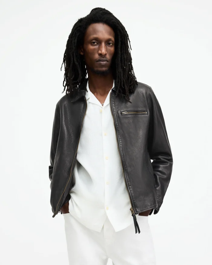 Allsaints Miller Zip Up Leather Jacket