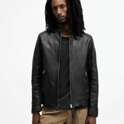 Allsaints Snap Collar Leather Jacket