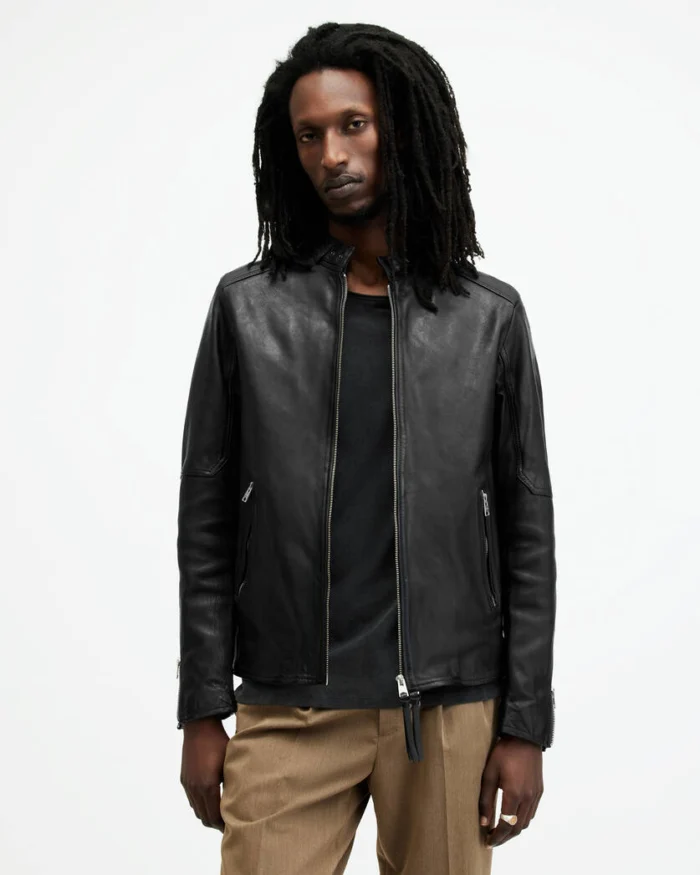 Allsaints Snap Collar Leather Jacket