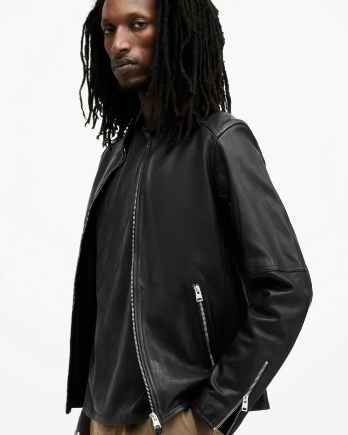 Allsaints Snap Collar Leather Jacket