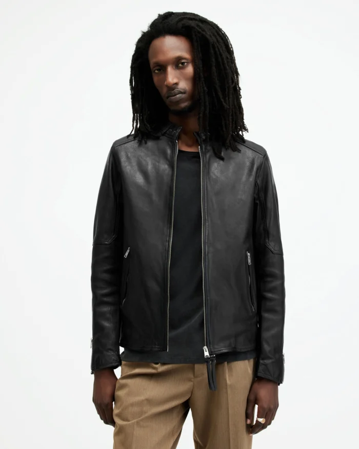 Allsaints Snap Collar Leather Jacket