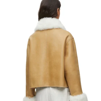 Loewe Cream Jacket With Shearling cuff And Collar