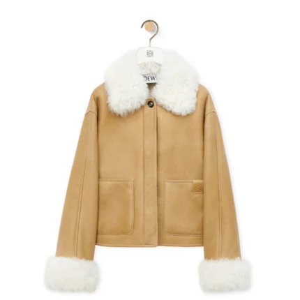 Loewe Cream Jacket With Shearling cuff And Collar