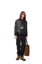 Loewe Zip-up Lambskin Black Jacket