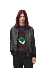 Loewe Zip-up Lambskin Black Jacket