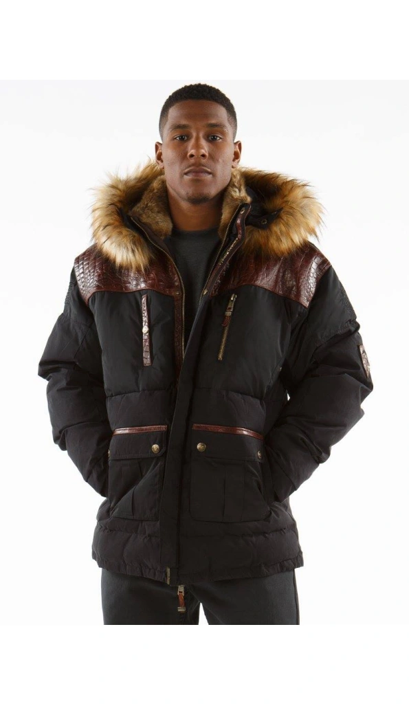 Pelle Pelle Men Black Fur Hood Jacket | Puffer Jacket