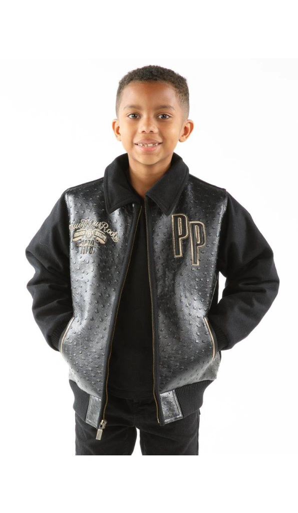 Pelle Pelle Encrusted MB Kids Black Jacket | Leather Jacket