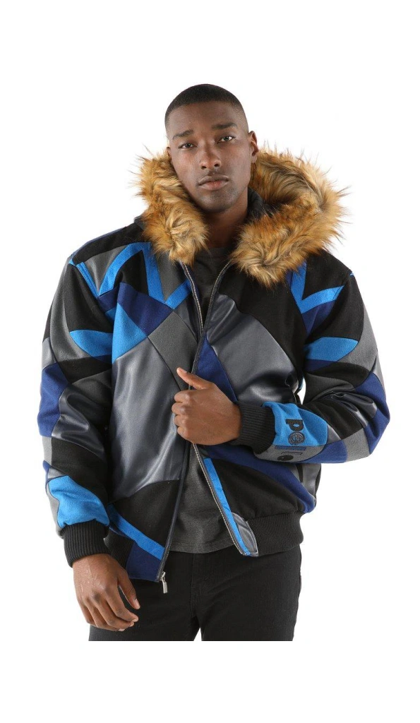 Pelle Pelle Men Abstract Wool Jacket | Fur Hood Jacket