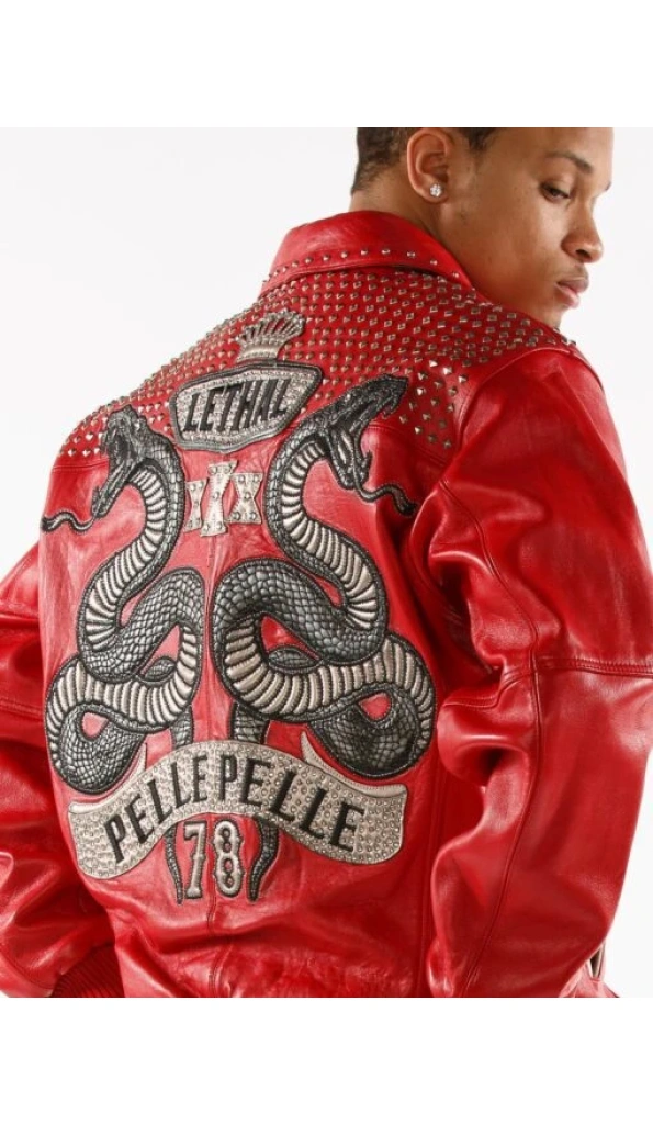 Pelle Pelle Red Lethal Studded Leather Jacket | Men Jacket