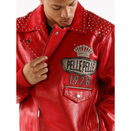 Pelle Pelle Red Lethal Studded Leather Jacket | Men Jacket view 2
