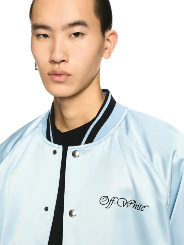 Sky Blue College Satin Souvenir Jacket