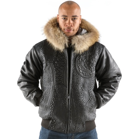 Pelle Pelle Black Encrusted Hooded Jacket view 2