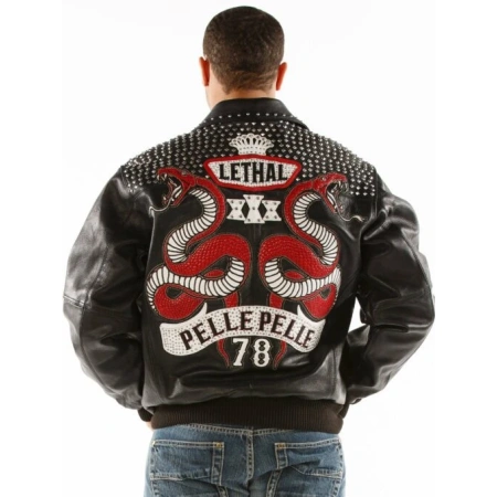 Pelle Pelle Black Lethal Men Leather Jacket | Studs Jacket view 2