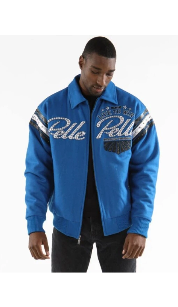 Pelle Pelle Live To Win Blue Wool Jacket | MB Jacket
