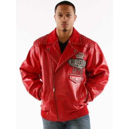 Pelle Pelle Red Lethal Studded Leather Jacket | Men Jacket view 4