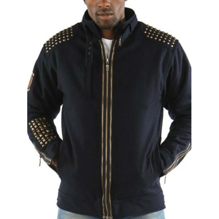PELLE PELLE BLACK STUDDED WOOL JACKET view 4