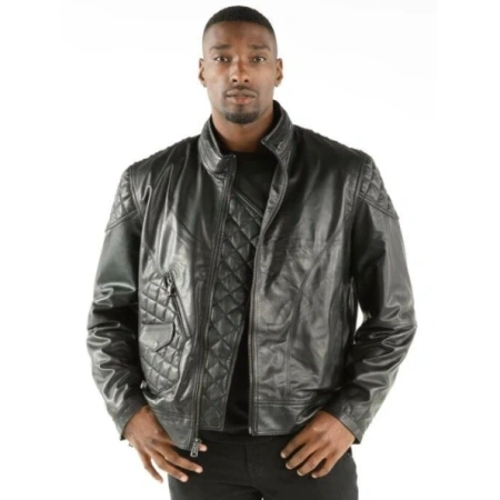 Pelle Pelle Men Quilted Biker Leather Jacket | Black Jacket