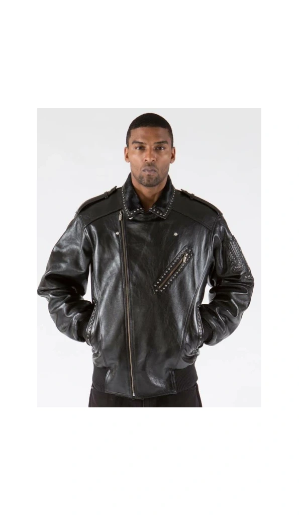 PELLE PELLE SINGLE BREASTED BLACK BIKER LEATHER JACKET