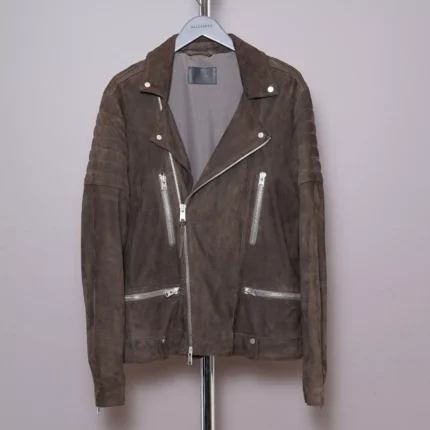 Allsaints Brown Biker Suede Leather Jacket