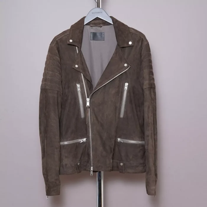 Allsaints Brown Biker Suede Leather Jacket