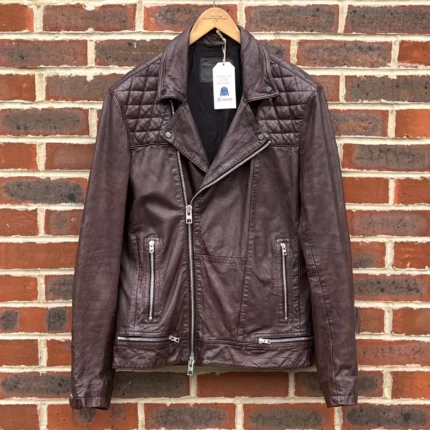 Allsaints Brown Biker Leather Jacket