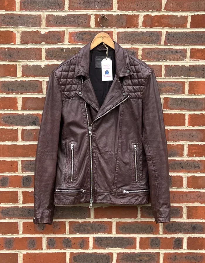 Allsaints Brown Biker Leather Jacket