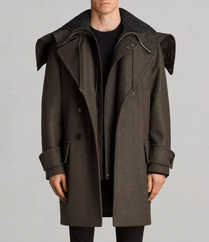 Allsaints Brown Wool Blend Winter Jacket