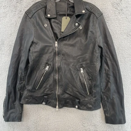 Allsaints Medium Black Leather Bike Jacket