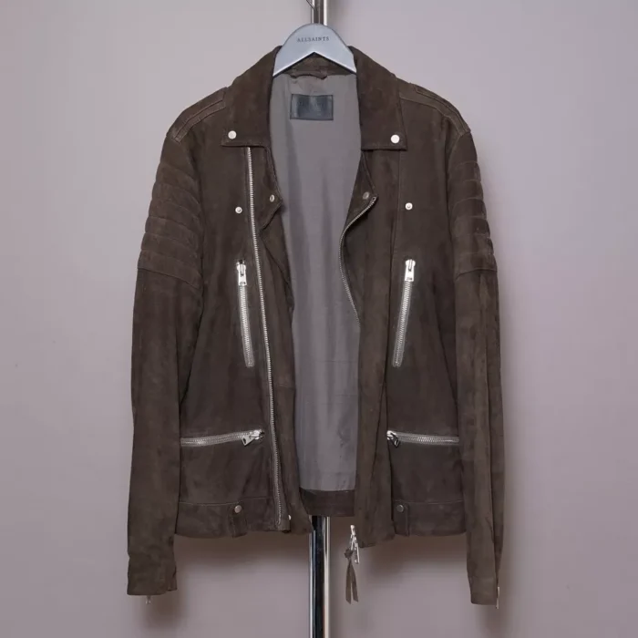 Allsaints Brown Biker Suede Leather Jacket ``