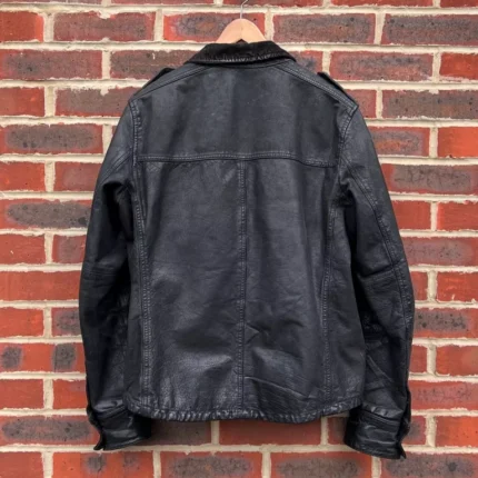 Allsaints Black Leather Corduroy Jacket