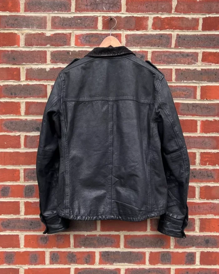 Allsaints Black Leather Corduroy Jacket