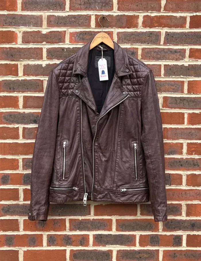 Allsaints Brown Biker Leather Jacket