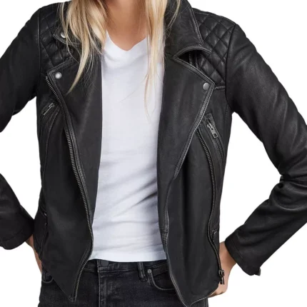 Allsaints Black Quilted Leather Biker Jacket