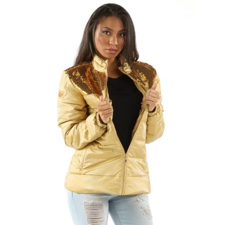 Yellow Pelle Pelle Women Metallic Puffer Jacket