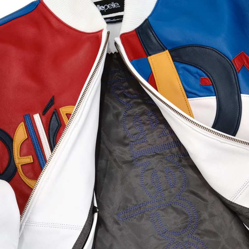 Pelle Pelle White Red Blue Picasso Leather Jacket | Men & Women view 4