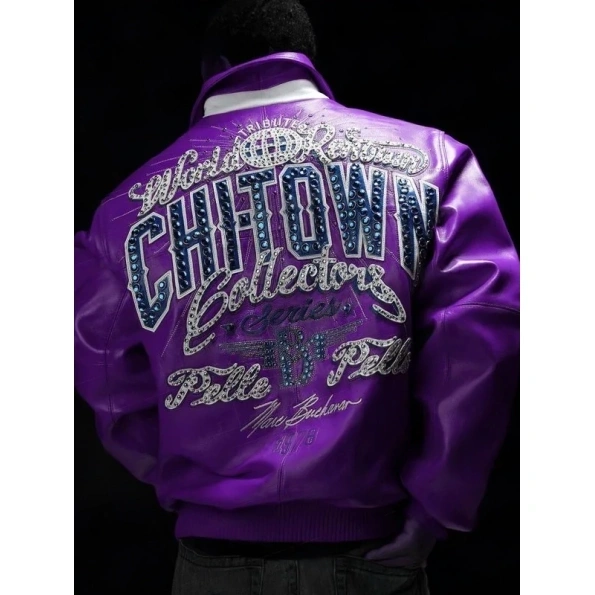 Pelle Pelle Men ChiTown Purple Leather Jacket view 2