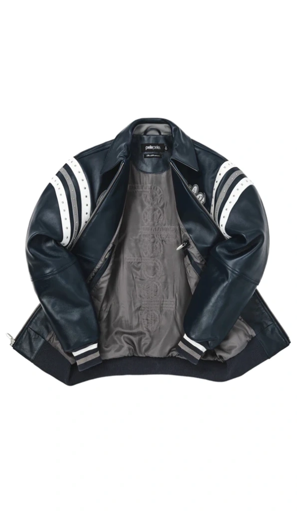 Pelle Pelle Navy Blue Varsity Leather Jacket