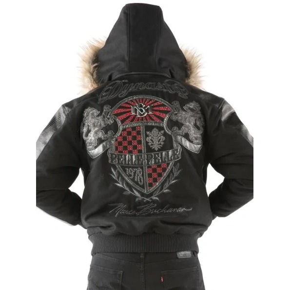 Pelle Pelle Black Dynasty Men Fur Hood Jacket | Wool Jacket view 2