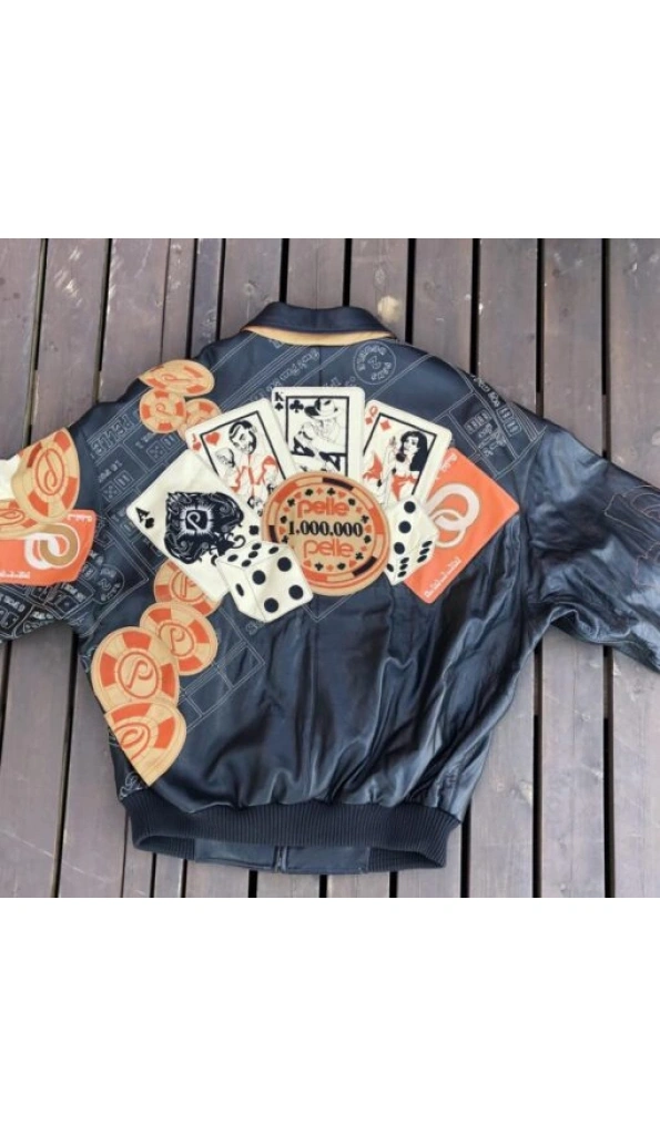 Pelle Pelle Dice And Card Black Leather Jacket