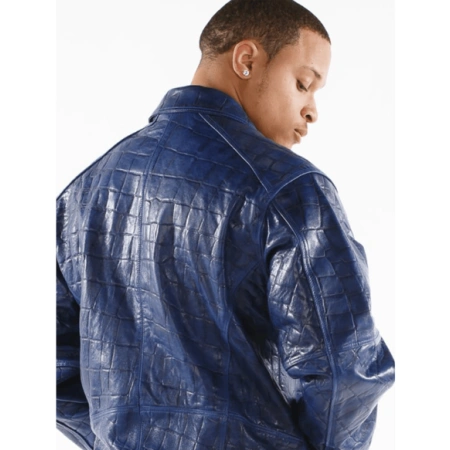 Pelle Pelle Dark Blue Croc Leather Jacket | Men Jacket view 2