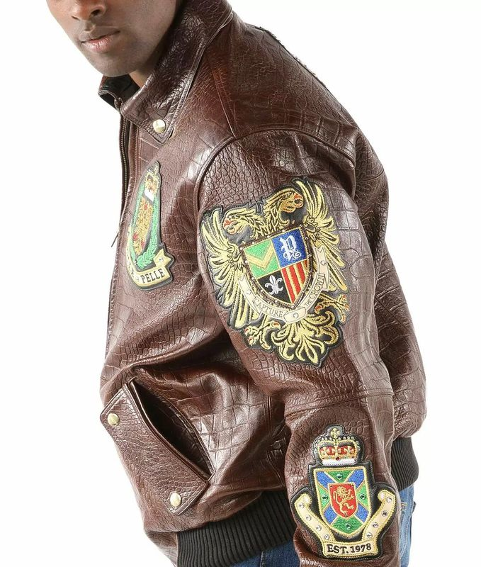 Pelle Pelle Men Brown Patched Leather Jacket | MB Jacket