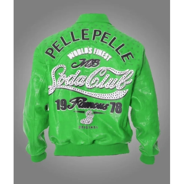 Pelle Pelle Green MB Studs Leather Jacket | Soda Club