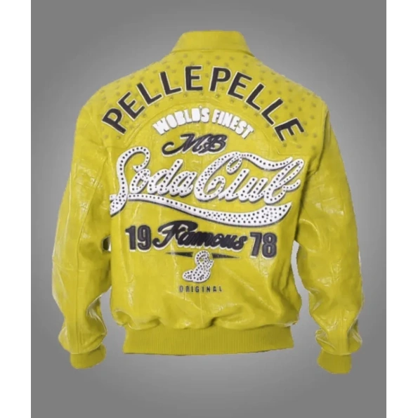 Pelle Pelle Yellow MB Studs Leather Jacket | Soda Club